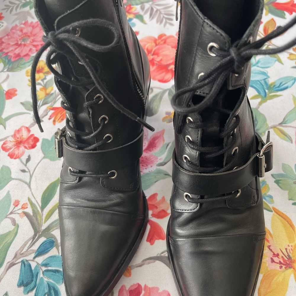 All-Saints Black Leather Ankle Boots Size 40